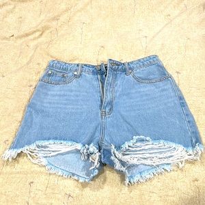 Misguided Denim High-waisted Shorts / Size US6 UK10